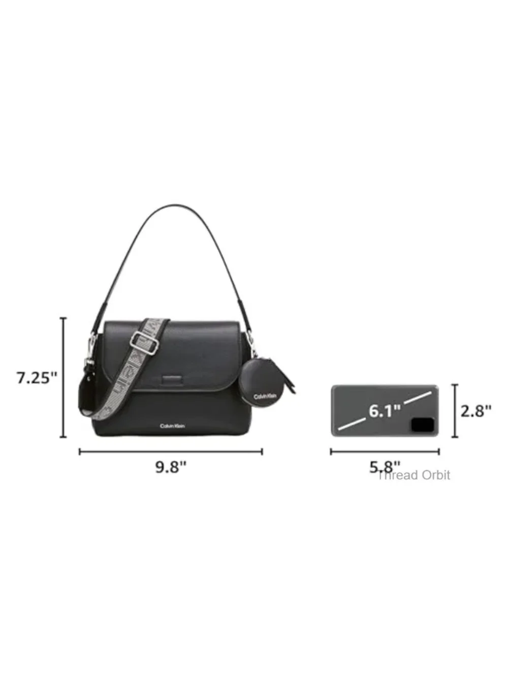 Vegan Leather Crossbody Shoulder Bag with Removable Coin Purse